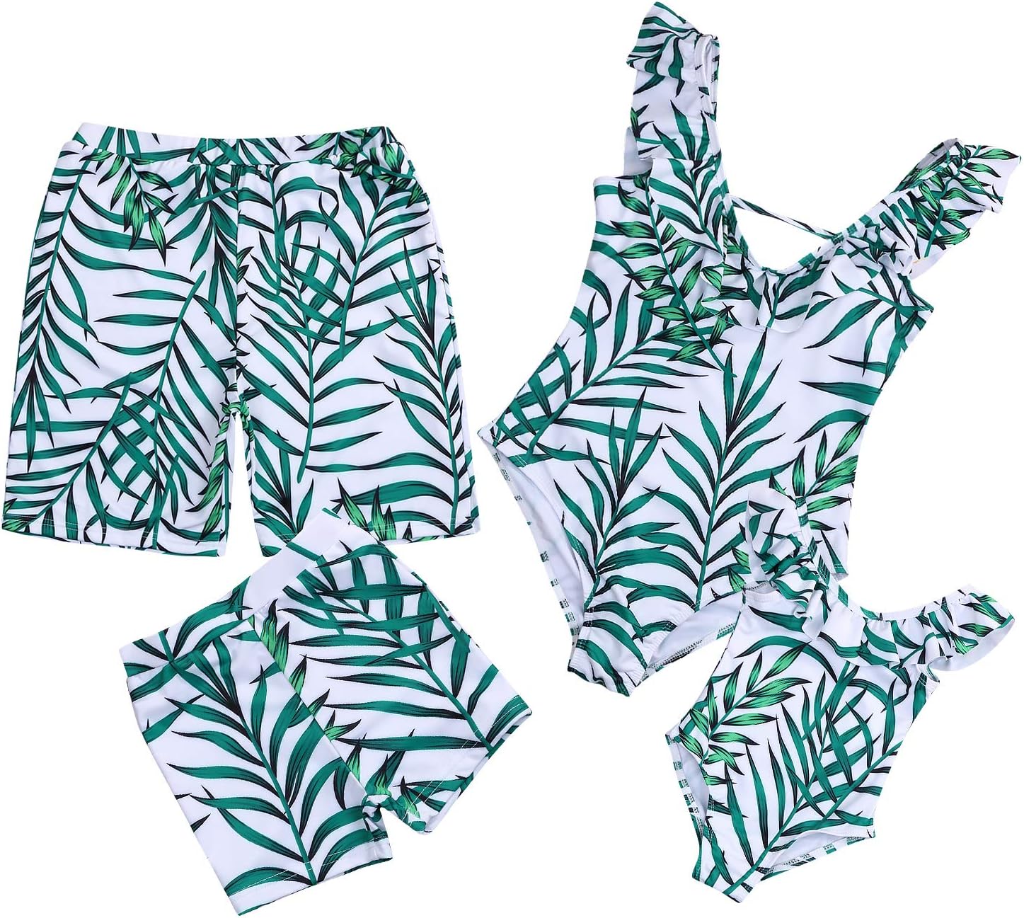 Mommy and Me Swimsuit One Piece Leaves Printed V Neck Family Matching Swimwear Newest 2019 Swimsuit