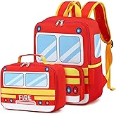 Toddler Backpack Boy Preschool School Bus Bookbag Kindergarten 3D Daycare Bags with Insulation Lunch Box