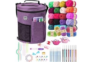 MIAOKE 79pc Crochet Kit, Large Knitting Bag Yarn Storage Organizer, Crocheting Starter Kits with Waterproof Bag, Beginner Knitting Accessories Set, for Beginners Adults Travel Crochet Supplies