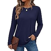 YUCOLEN Women’s Long Sleeve T Shirts Casual Loose Fit Layering Tops 2026 Trendy Raglan Sleeve Crew Neck Tees Basic Clothes