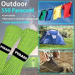 VVAAGG Reflective Paracord Rope 100FT, 7 Strand