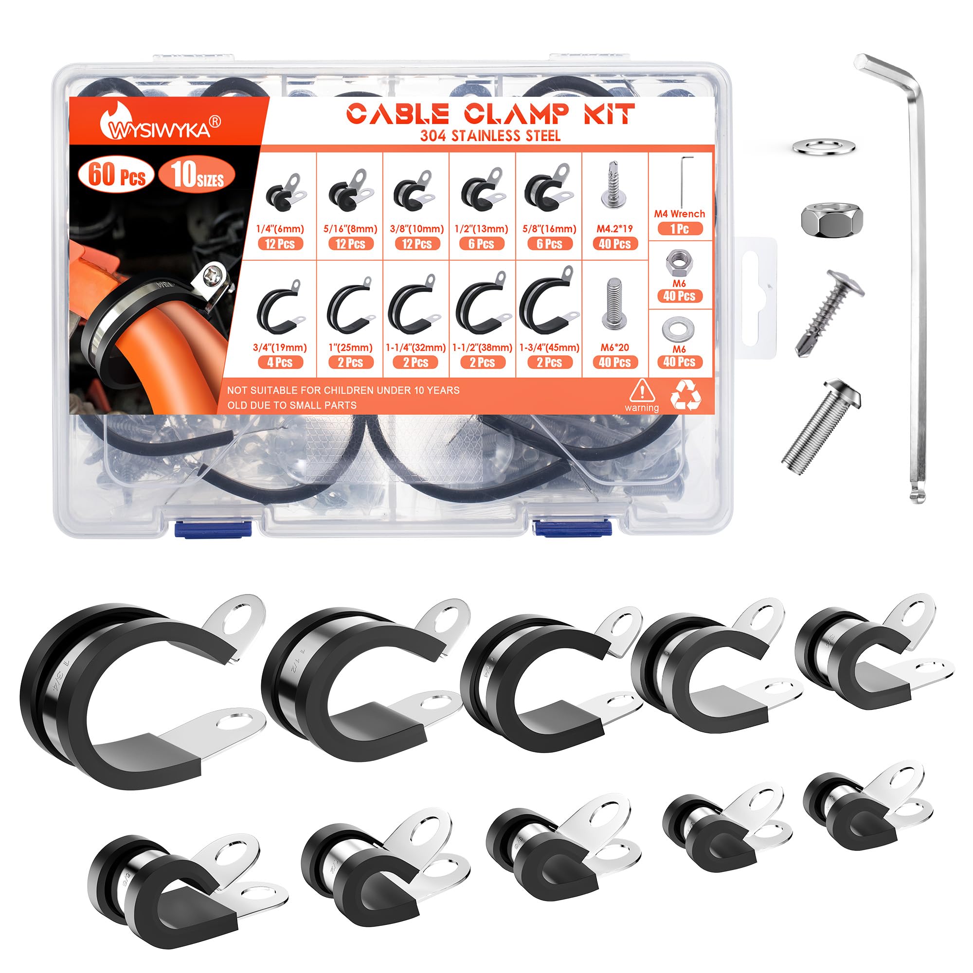 136pcs Cable Clamps Assortment Kit 304 Stainless Ste Gzg | Meses Sin