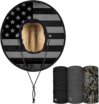 S A Straw Hat Pack - Blackout American Flag Underbrim Straw Hat for Men