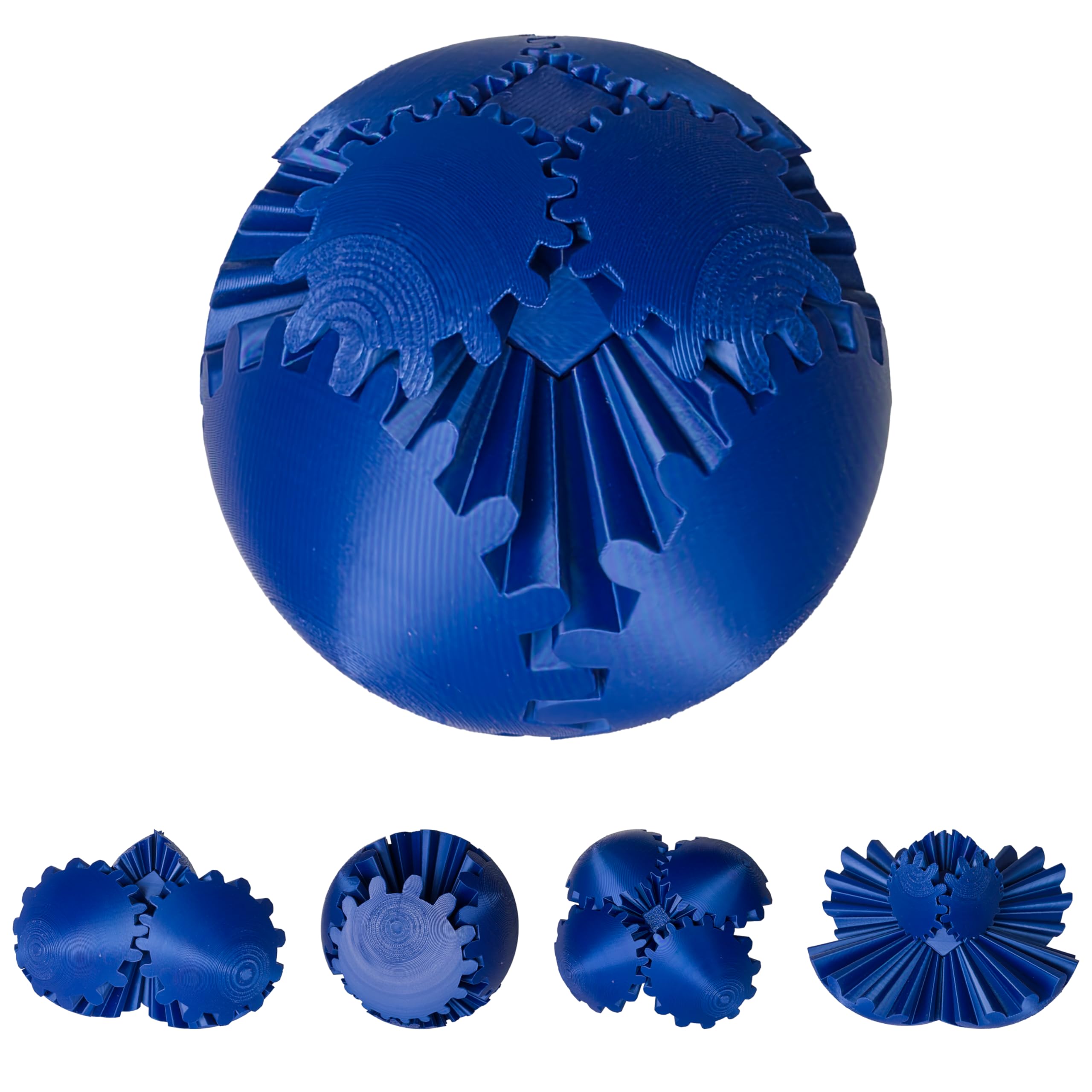 3D Printed Gear Ball Fidget Toy - Steampunk GearSphere Spinner, Durable Smooth Rotation Stress Relief Desk Gadget, Unique Birthday for Teen Boys & Adults (Navy Blue) — image 1