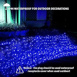 Dirnun Led Christmas Net Lights Blue Outdoor