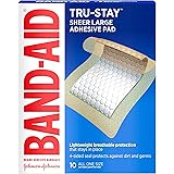 Band-Aid Brand Tru-Stay Adhesive Pads, Large Sterile Bandages for Wound Care, Large Size, 10 ct