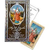 Breast Cancer Saint Necklace - Saint Agatha Pendant, St Agatha Prayer Card, Lord's Prayer Card | St Agatha Necklace Medal Jewelry | Patron Saint of Nurses, Sicily, Cancer Patients Comfort Set, 3 Items