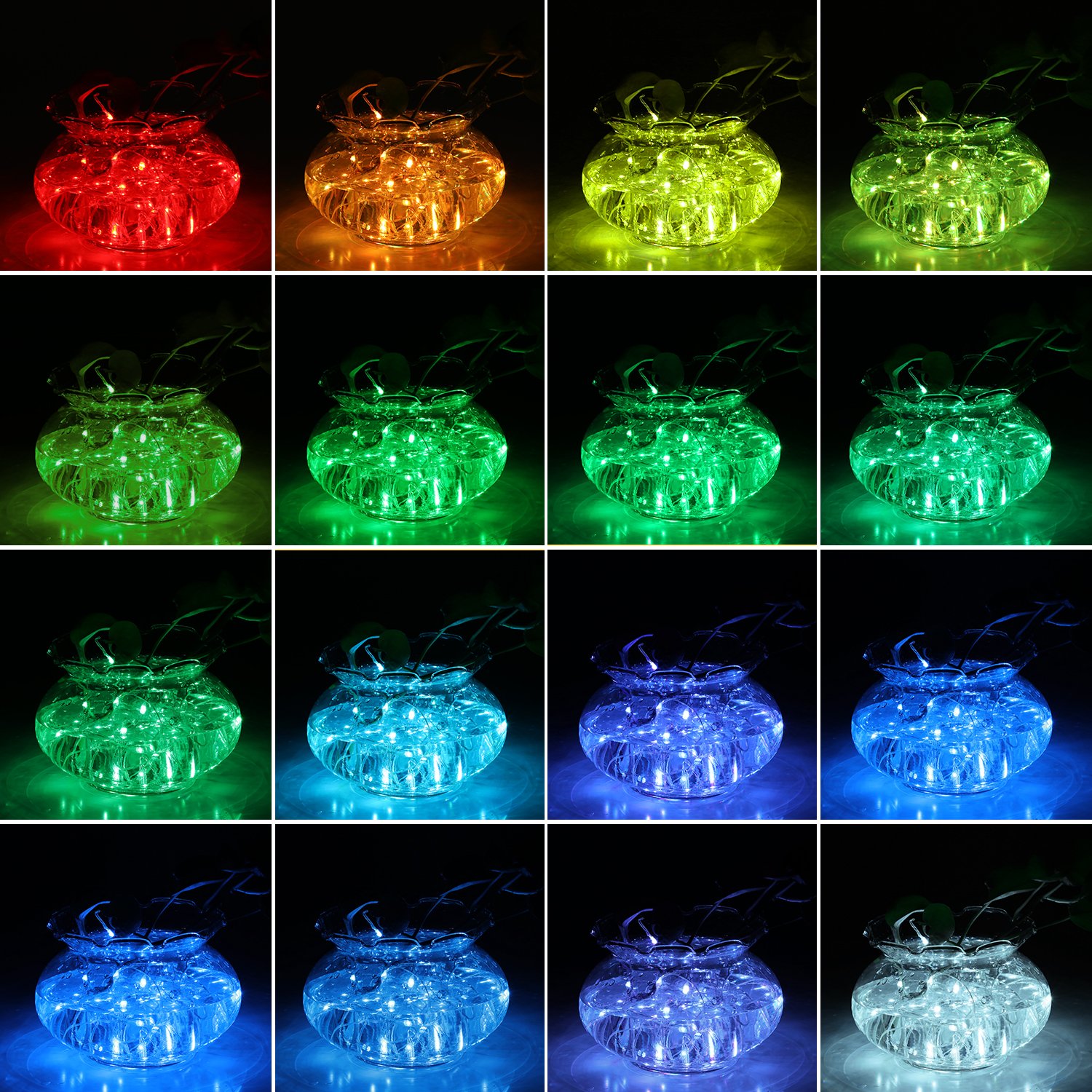 Copper Wire String LED Fairy Lights - Qoolife 16.4ft 50 Beads with 4 Combined Copper Wires Decorative Lights Battery Powered Multi Color String LED Lights for Bedroom, Decoration, Patio and Wedding