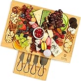 ROYAL CRAFT WOOD Premium Bamboo Charcuterie Board Set - Cheese Platter & Serving Tray & Serving Utensils - Perfect Housewarming Gift, Wedding, Bridal Shower Gift - Ideal for Entertaining and New Home
