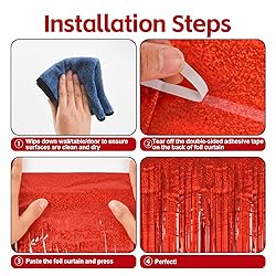pabues 3 Pack 3.3ft x 6.6ft Laser Red Tinsel