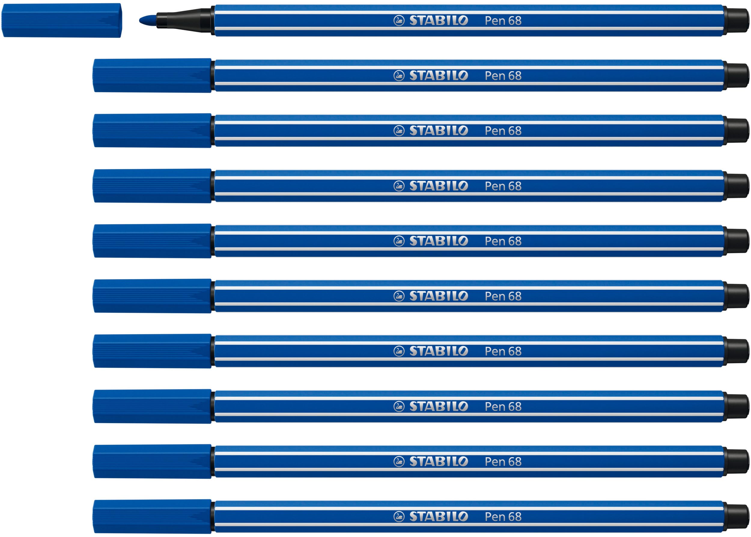 STABILO Pen 68 - Premium Fibre-Tip Pen - Pack of 10 - Ultramarine
