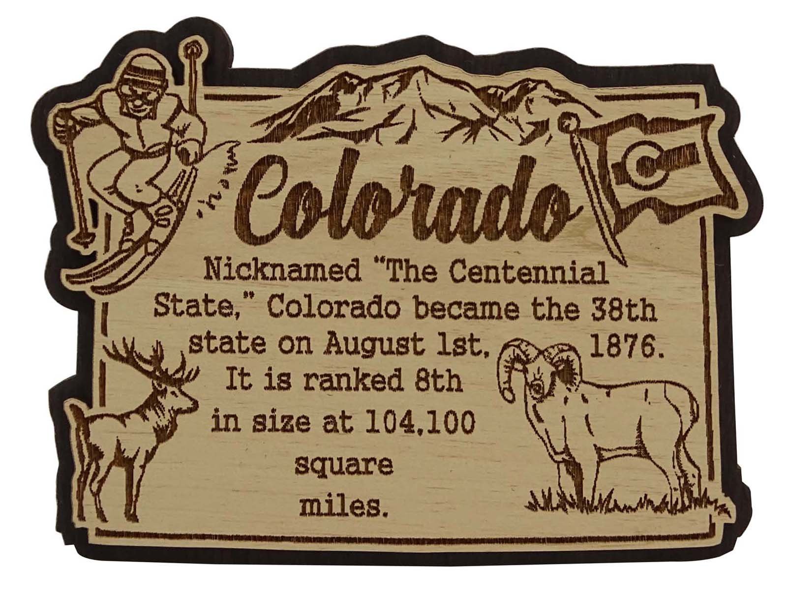 Printtoo USA Colorado State Map Wooden Magnet Souvenir Fridge Magnet Gift