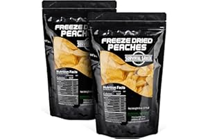 Survival Grocery Freeze Dried Peaches – All-Natural, No Added Sugar or Preservatives, Rich in Vitamin C & Fiber, Long Shelf Life, Healthy Snack for Yogurt, Smoothies, Baking & On-the-Go (12 oz./2 Bags)