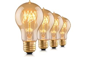runquiz Warm Incandescent Light Bulbs 60 Watt,A19/A60 Vintage Style Edison Bulbs E26,Soft Yellow Light Bulbs,Amber Bulbs,Retro Light Bulb Old Fashioned,Halogen Dimmable Edison Bulb Squirrel Cage