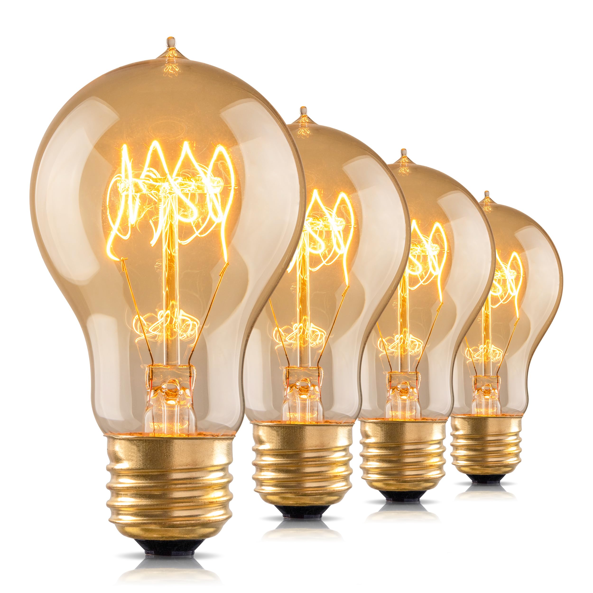 Photo 1 of runquiz Warm Incandescent Light Bulbs 60 Watt,A19/A60 Vintage Style Edison Bulbs E26,Soft Yellow Light Bulbs,Amber Bulbs,Retro Light Bulb Old Fashioned,Halogen Dimmable Edison Bulb Squirrel Cage