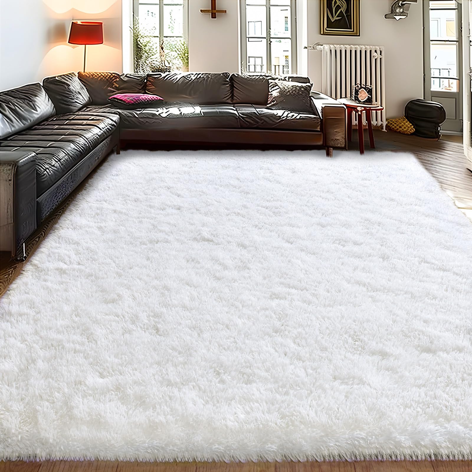 Ailyei 9x12 Large Area Rugs for Living Room, Ultra Soft White Big Shag ...