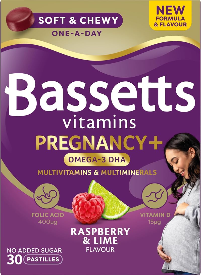 BASSETTS VITAMINS Pregnancy+ Omega-3 DHA Multivitamins 30 Gummies Raspberry