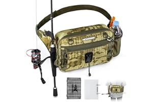 KastKing BaitSpace Waist Bag – Waterproof Tackle Storage Bag With Adjustable Belt, Fishing Fanny Pack for Men, Soft Bait Organizer, 3600 Utility Box, Rod Holder, Nylon