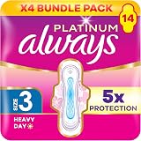 Always Platinum Sanitary Towels With Wings Long Plus Size 3 14pk