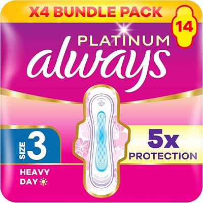 Always Platinum Sanitary Towels With Wings Long Plus Size 3 14pk