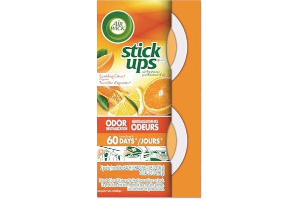 Airwick Stick Ups Air Freshener, Sparkling Citrus,Small Space Odor Eliminator, 2 Count