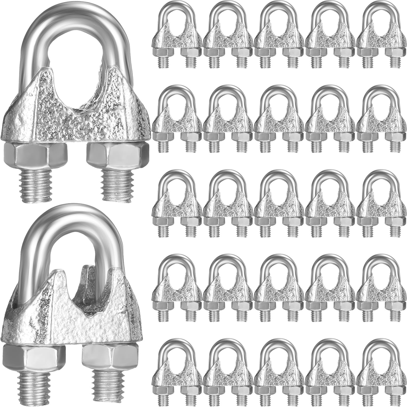 Photo 1 of Tandefio 25 Pcs M12 1/2" Wire Rope Clip U Bolt Saddle Fastener Clamp Zinc Plated Wire Rope Clips for Rigging and Cable