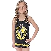 Harry Potter Big Girls' Hogwarts House Crest Racerback Tank and Shorts Pajama Lounge Set