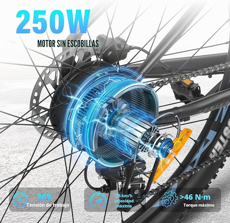 Bicicleta Electrica Adultos 27.5"/29", 8 Velocidades con Bateria Desmontable 720Wh/648Wh, Autonomía 100-150 km – Ebike para Montaña y Urbanos (Negro-u1)