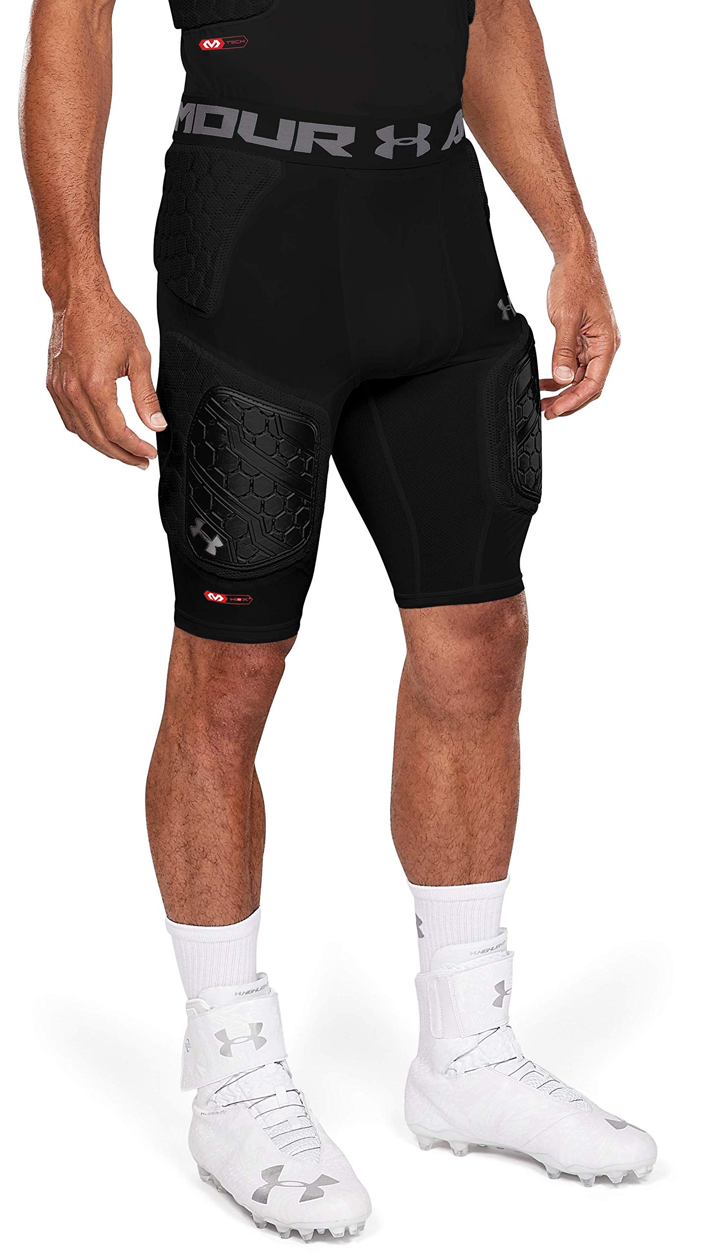 Under Armour 5-Pad Girdle Game Day Tights / Shorts with McDavid HEX Padded Leg Compression & Groin Protection. For Adult / Youth. Football, Hockey, Soccer, Wrestling, Weightlifting, Field Hockey etc Image
