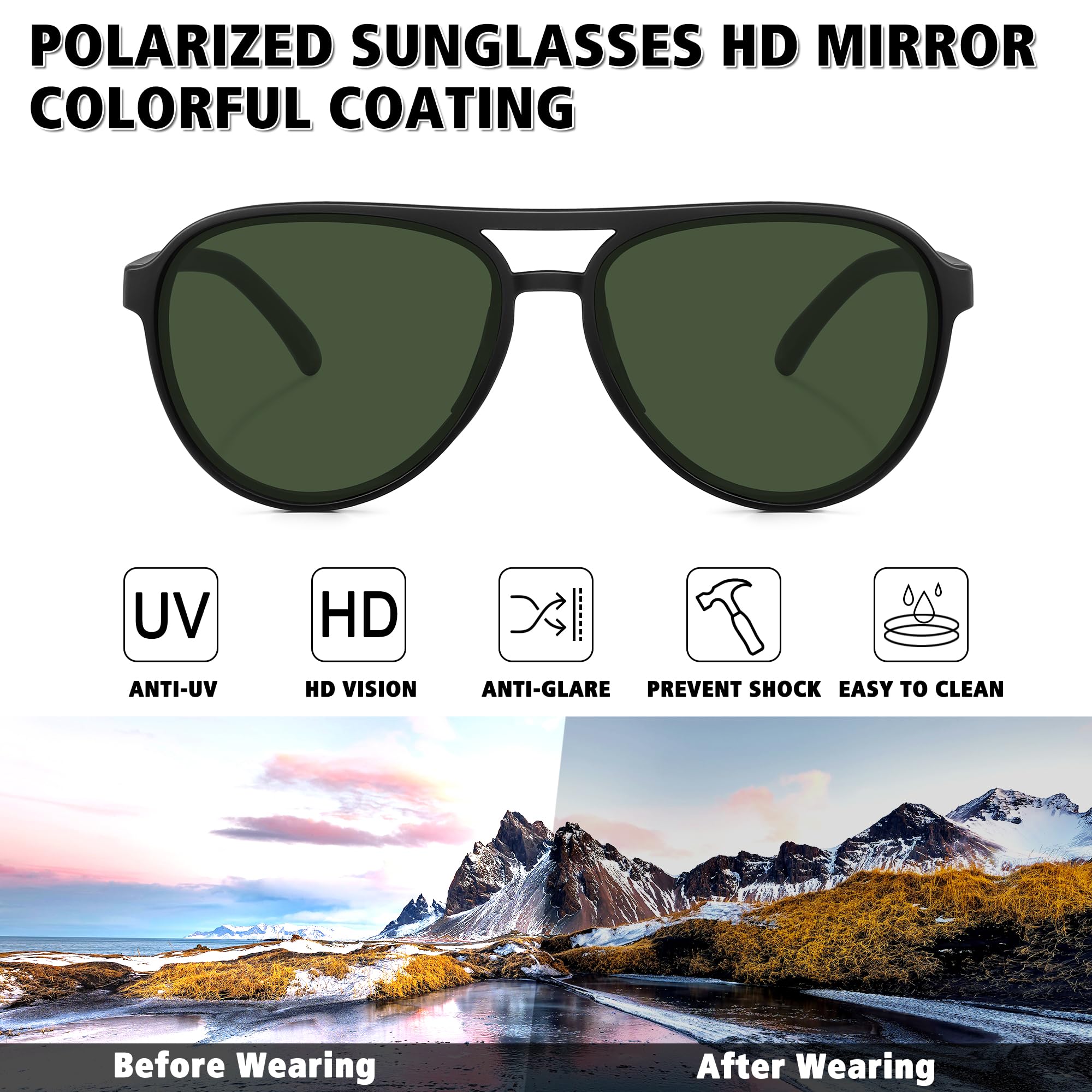 STORYCOAST Polarized Aviator Sunglasses for Men Women Classic Retro Aviators Sports Driving Running Sun Glasses