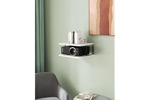 AREAJD White Projector Shelf for Wall, Floating Under TV Game Double Shelf Stand for Xbox Shelf Wall Mount for one S/X Series S, Router Shelf/Entertainment Center, Projector Holder Accessories