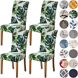 HZDHCLH Chair Covers Slipcovers 4/6 PCS Green Leaf Stretch Removable Washable