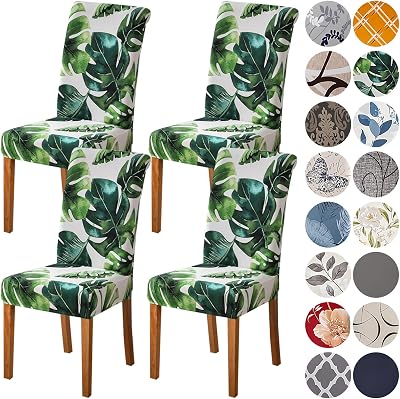 HZDHCLH Chair Covers Slipcovers 4/6 PCS Green Leaf Stretch Removable Washable