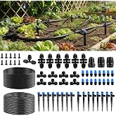 Garden Drip Irrigation System - 230FT Quick-Connect Automatic Watering Misting System Kit with 1/2" &amp; 1/4" Tubing, Adjustable Spray Nozzles &amp; Sprinklers for Lawn, Plant Bed, Greenhouse, DIY Irrigation