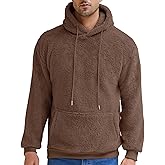 Aimeilgot Mens Hoodie Sherpa Fuzzy Soft Casual Sweatshirts Long Sleeve Classic Pullover Drawstring Hooded Outwear with Pocket