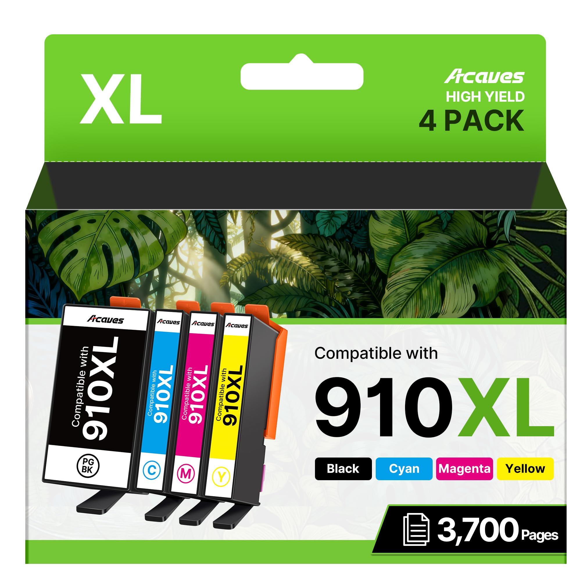 Photo 1 of Acaves 910XL Ink Cartridges for HP Printers Compatible with HP 910 Ink Cartridges Combo Pack 910 XL Ink 910XL Black and Color Combo Pack Use with OfficeJet 8020 8025 8035 Printers (4 Pack)