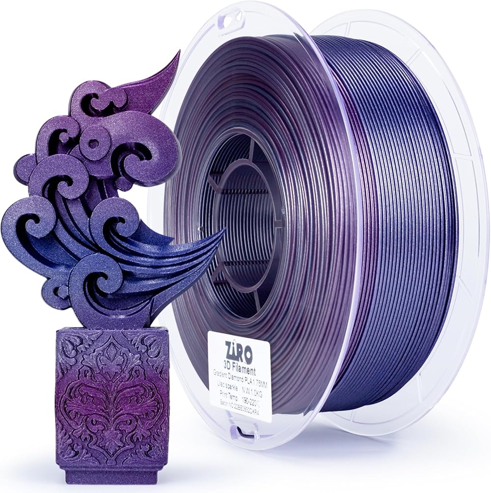 ZIRO Glitter Multicolor PLA Filament 1.75mm 1kg Lilac Sparkle Slow Color