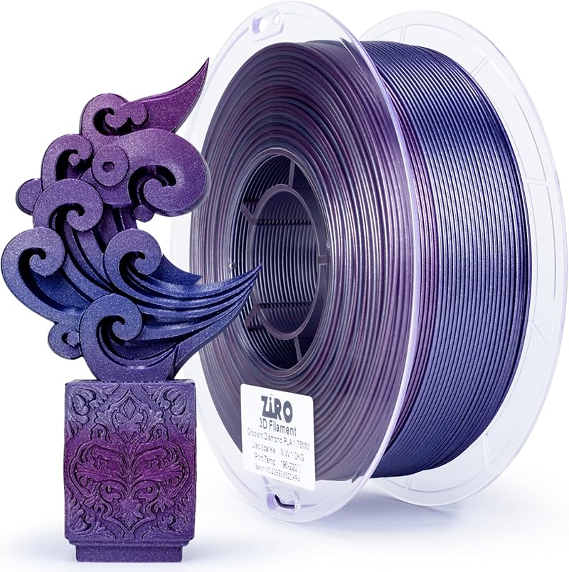ZIRO Glitter Multicolor PLA Filament 1.75mm 1kg Lilac Sparkle Slow Color