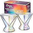 Dragon Glassware Stemless Martini Glasses - 7 oz Iridescent Set of 2 - Double Wall Insulated Cocktail Glass Set - Unique and Fun Gift for Espresso Martini Lovers