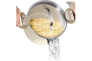 Gotham Steel 5 Qt Ceramic Stock Pot Multipurpose Pasta Pot with Strainer Lid & Twist and Lock Handles, Nonstick Ceramic Pot f