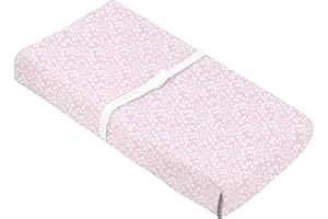 Kushies Baby 100% Breathable Cotton Flannel Contoured Changing Pad Cover with Slits for Safety Straps, 17" x 33" Pink Berries