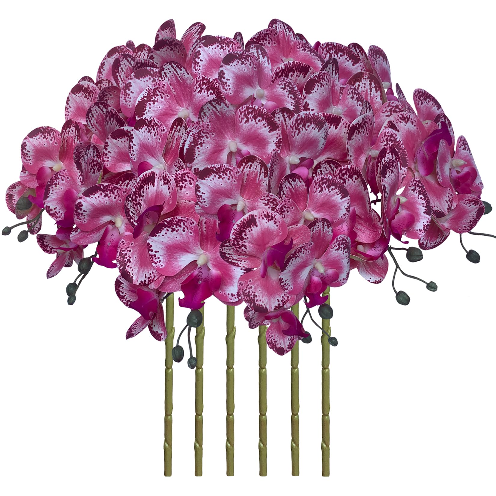 FagusHome 32 Inch Artificial Phalaenopsis Flowers 6 Pcs Artificial Orchid Flowers Stem Plants for Home Décor (Pink Piebald) — image 1