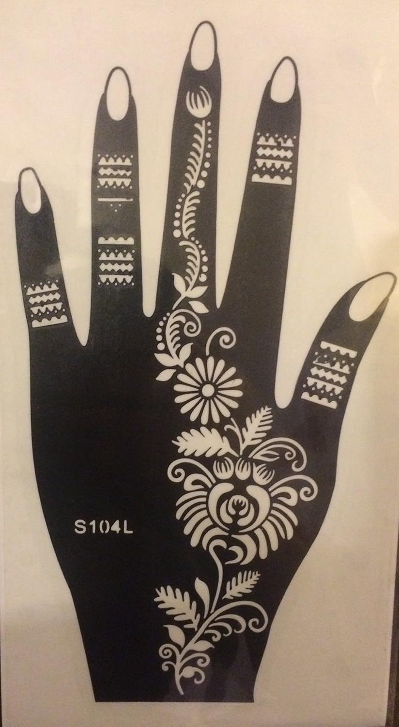 Henna Stencils As Seen In Vogue 5pc Tattoo Mehndi Reusable Stickers Left Hand Amazon De Kuche Haushalt