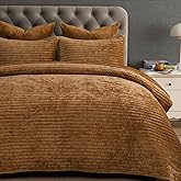 PHF Luxury Velvet Quilt Set Twin Size – 2PCS Ultra Soft Quilted Comforter Alternative with Striped Channel, Cozy Quilted Bedspread, 1 Coverlet with 1 Matching Sham, 68" x 92", Rusty Burnt Orange