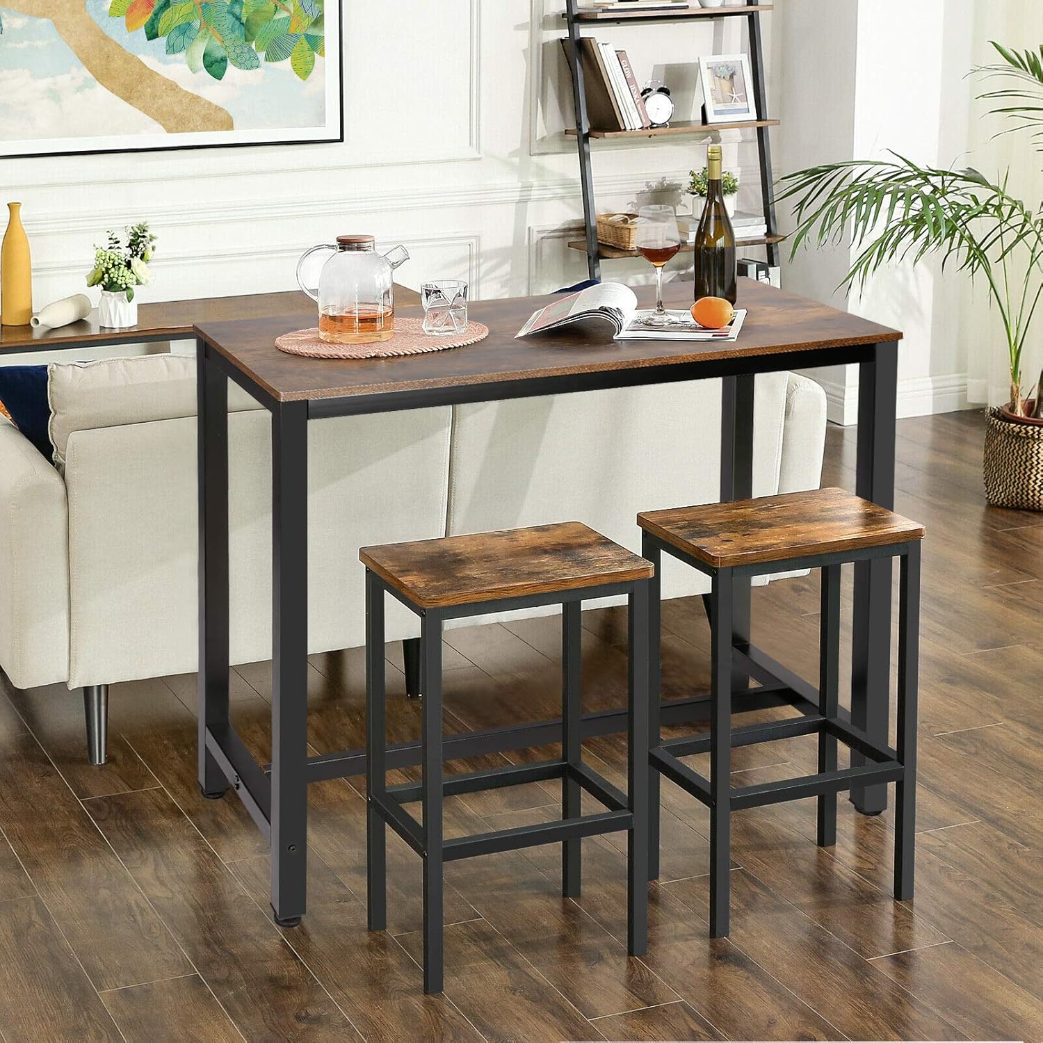 Viewee Bar Table 39.4" Pub Table Rectangular High Kitchen Dining Coffee Table High Writing Computer Table for Living Room, Dining Room: Kitchen & Dining