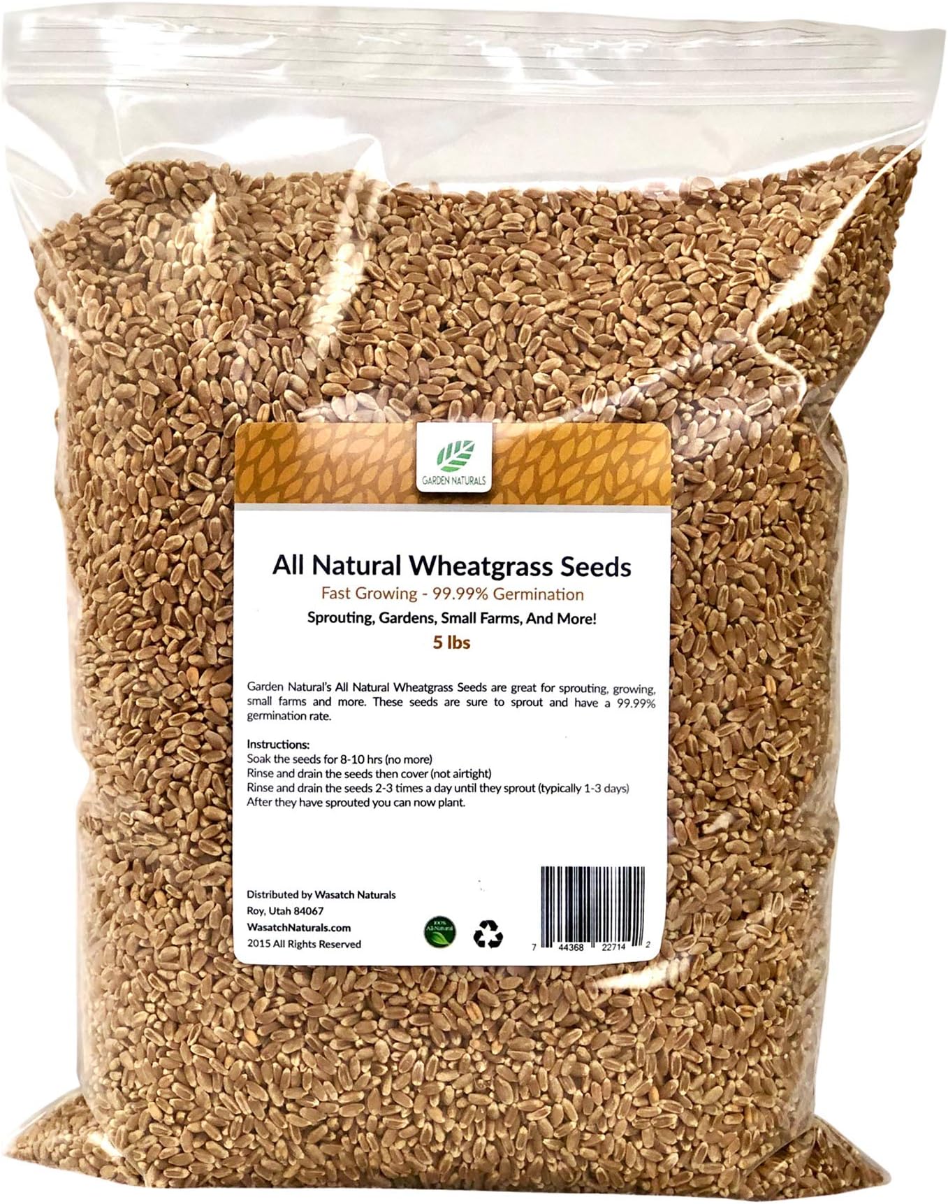 All Natural Wheatgrass by Garden Naturals 10 Lbs 99.99% Germination - Guaranteed to Grow!