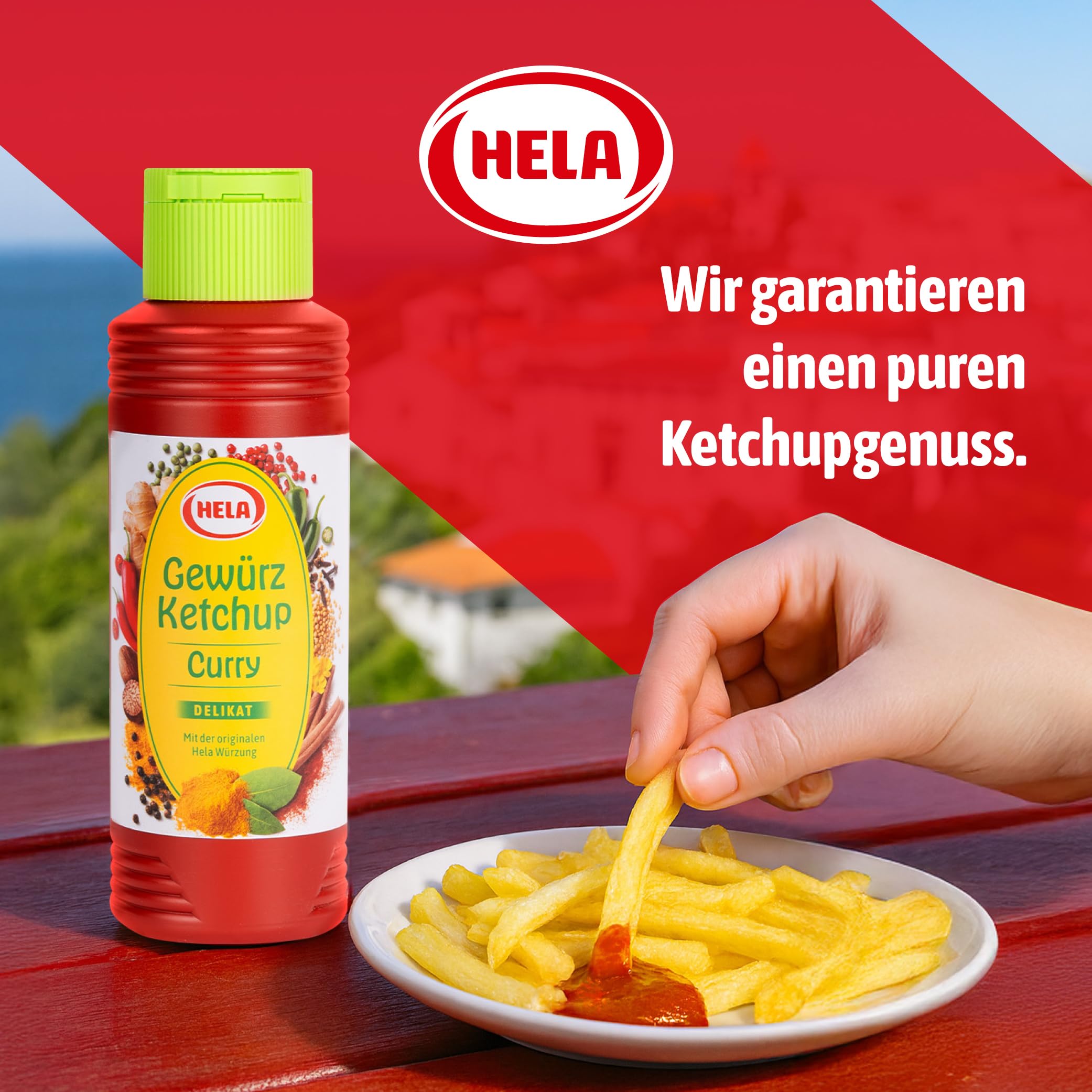 HELA - Gewürz Ketchup Curry delikat 300 ml - veganer Curry Ketchup - lieblich-würziger Ketchup mit Currygeschmack, glutenfrei, laktosefrei, ohne Konservierungsstoffe - für Pommes, Grillgut & Gemüse 4