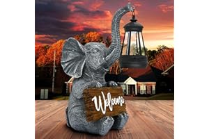 VMANYFIRE Outdoor Elephant Statue Solar Garden Decorative Lights, Light Up Your Yard, Patio, Lawn, Balcony, Garden Gift for Mom, Grandma, Women