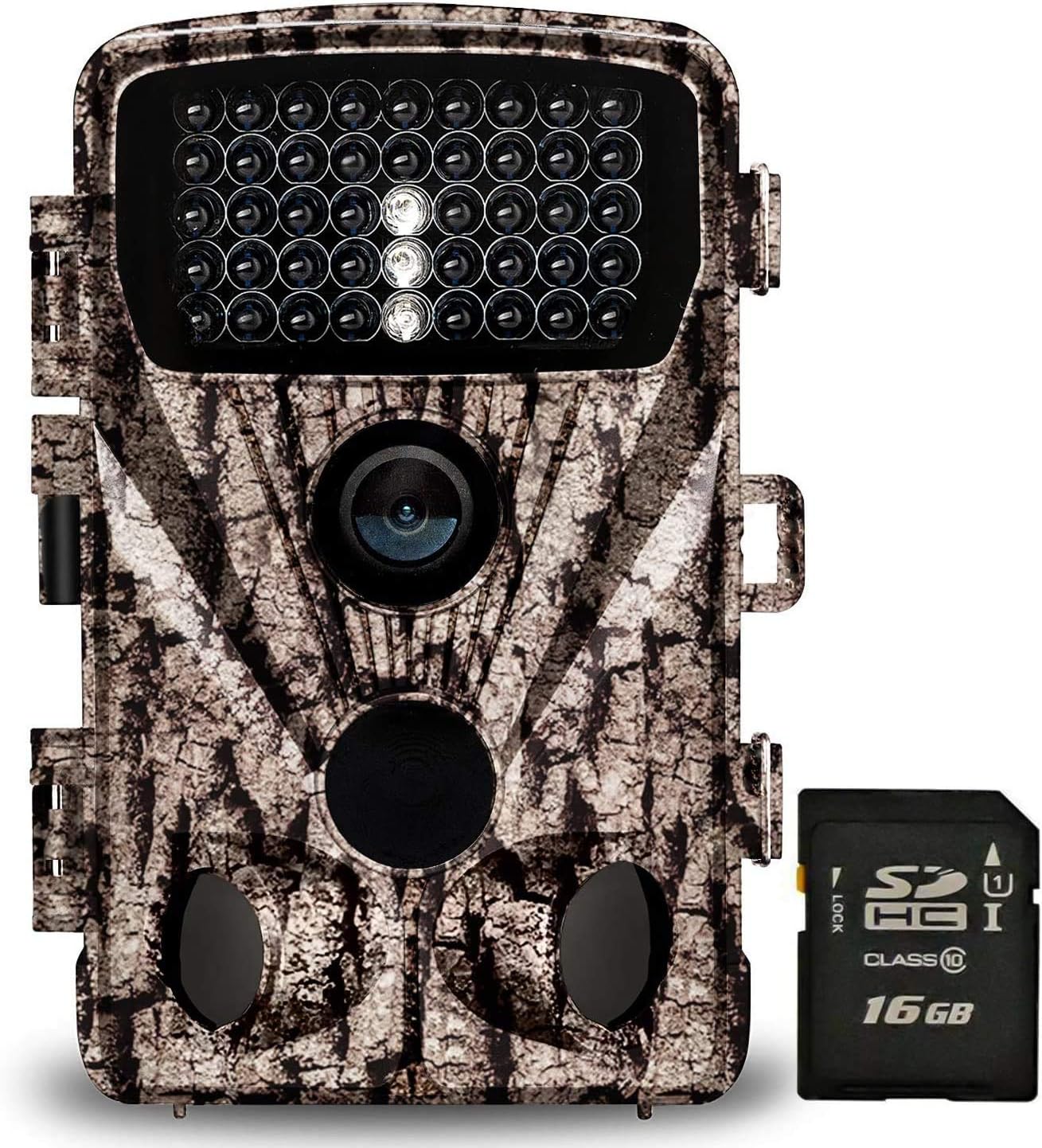 Foxelli Trail Camera – 20MP 1080P HD Wildlife Scouting Hunting Camera with Motion Activated Night Vision, 120° Wide Angle Lens, 42 IR LEDs & 2.4” LCD screen, IP66 Waterproof Game Camera, SD card incl.