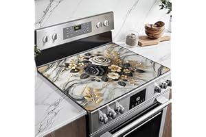 BSFHH Heat-Resistant Glass Stove Top Cover with Anti-Slip Rubber Coating – 28.5x20.5 Inch Electric Stove Protector, Scratch-Resistant, Expands Counter Space, Stylish Kitchen Decor